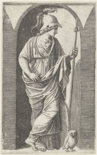 Minerva with armor and owl