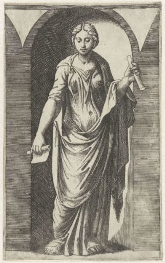 Muse with two scrolls standing in a niche