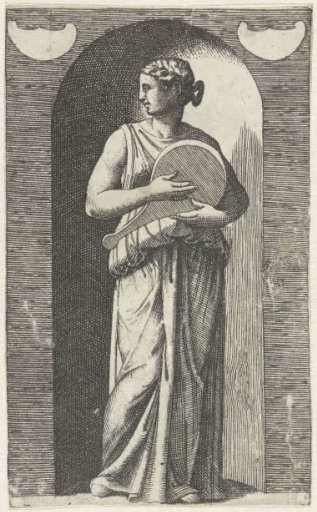 Muse with lute standing in a niche
