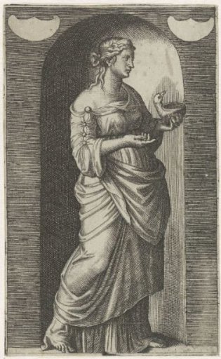 Young woman with an object resembling a bird