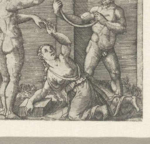 Two Men Bend a Rod and Woman Puts Ring on Man's Finger