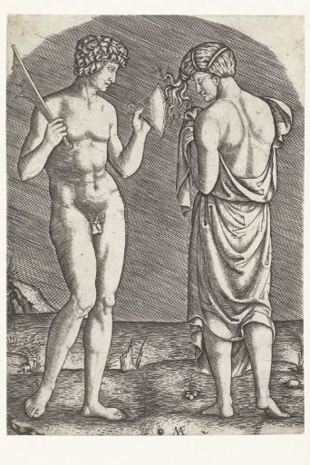 Naked Man Shows Axe to Half-Naked Woman