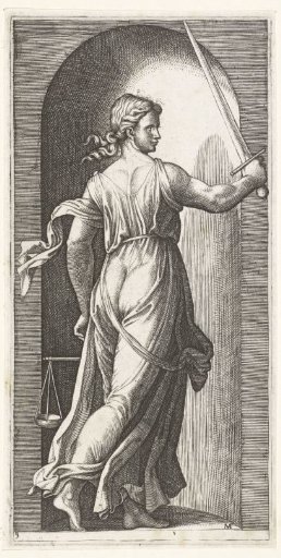 Woman as Personification of Justice (Justitia) with Scales and Sword