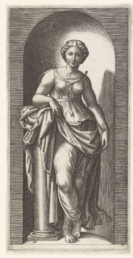 Woman as Personification of Strength (Fortitude) Leaning on a Pillar, Standing in a Niche