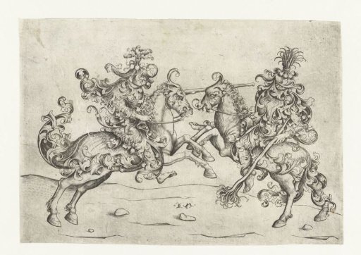 Fight Between Two Wild Men on Horseback