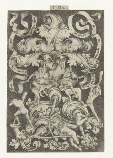 Foliate Scroll with Flower, Wild Men and Women, and Insects