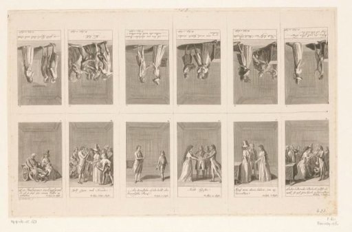 Twelve scenes from 'The Indians in England' by August von Kotzebue