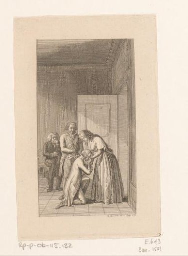 Sir Franklin kneels and kisses Klara's hand