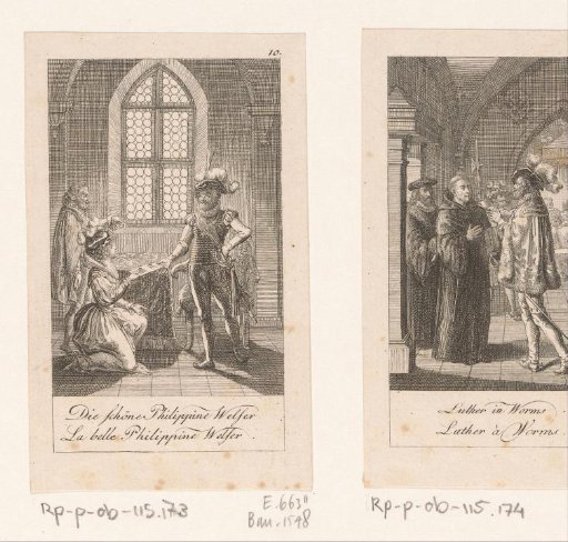 Philippine Welser kneels before Ferdinand II of Tyrol