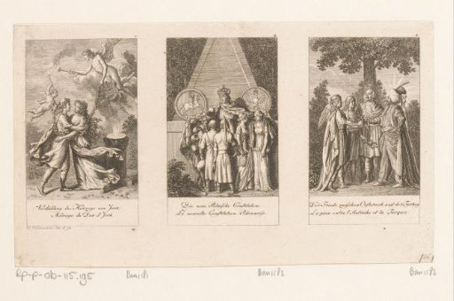 Three scenes of events from modern history