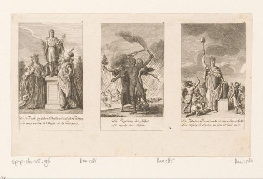 Three scenes of events from modern history