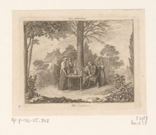 An Old Man Sitting with His Family Mourning Around the Urn of His Mother as the Seventh Period of the Course of Life