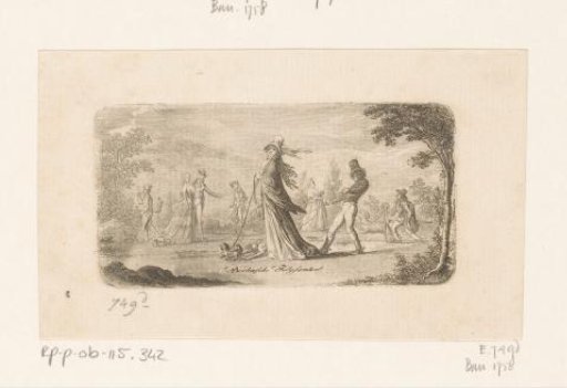 Walkers with Leashed Dogs in a Landscape