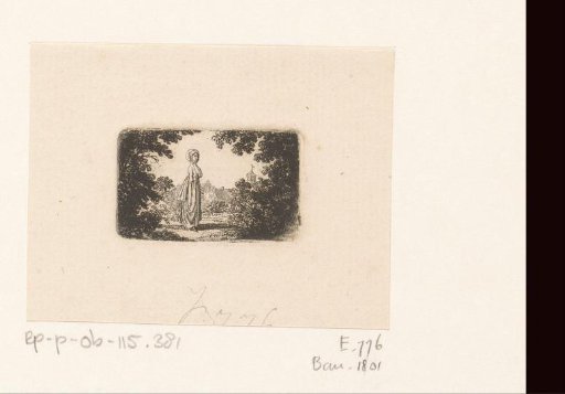 Walking lady seen from the foliage