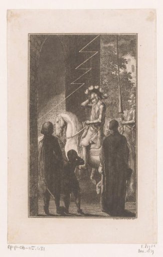 Gustavus Adolphus of Sweden receives a sign from above as he enters Landshut