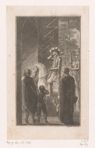 Gustavus Adolphus of Sweden receives a sign from above as he enters Landshut