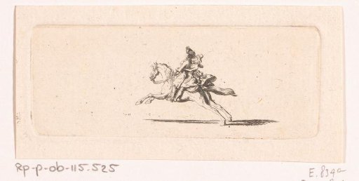 Fleeing rider with a lady behind him on his horse