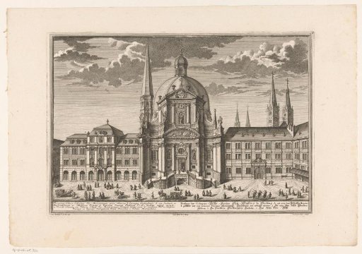 View of the collegiate church in Würzburg, now known as the Neumünster