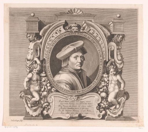 Portrait of Andrea del Sarto at the age of 42 in an ornate frame