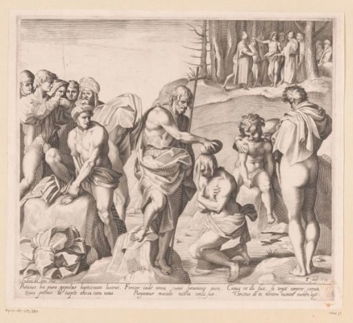 John the Baptist baptizes the people