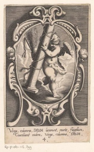 Column, scourge and rod, carried by an angel
