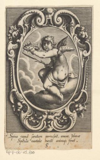 Crown of thorns and reed, carried by an angel