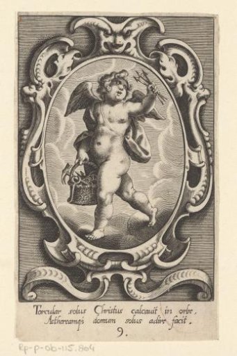 Instruments and arrows, carried by an angel