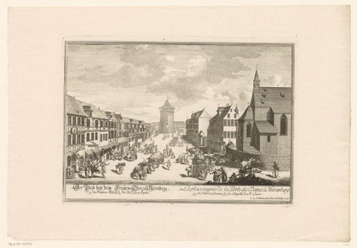 View of the Frauen Gate and the square in front in Nuremberg