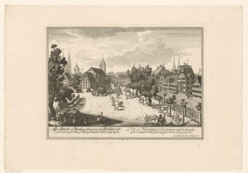 View of the island and the riding school in Nuremberg