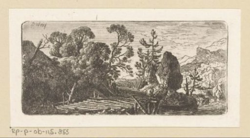 Landscape with Wooden Bridge and Rock