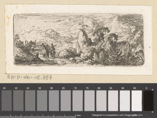 Landscape with Rock Beside Path and Mountain in the Distance