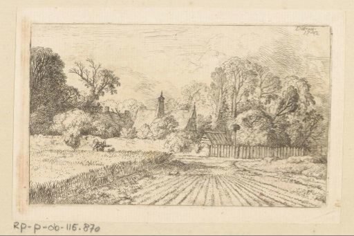 Landscape with Cornfield and Farmhouse in the Distance