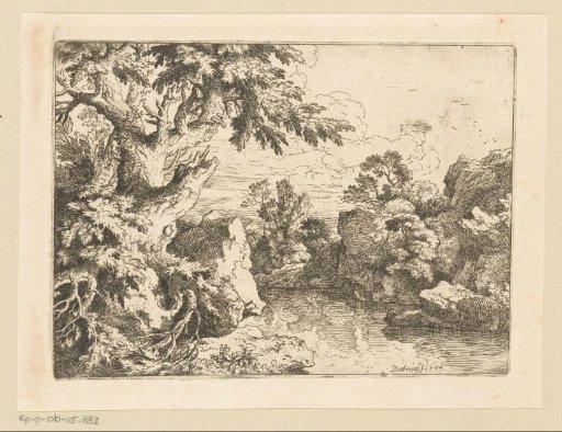 Rocky Landscape with River and Gnarled Tree