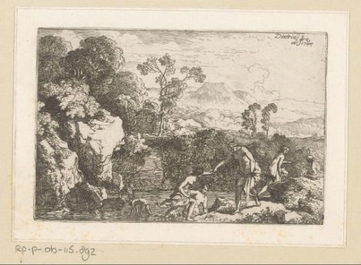 Arcadian landscape with bathing nymphs