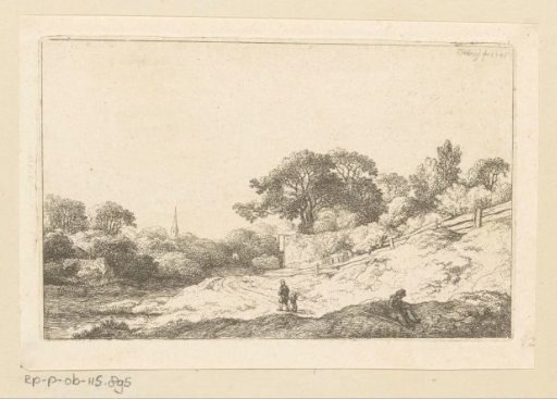 Landscape with a path leading to the village