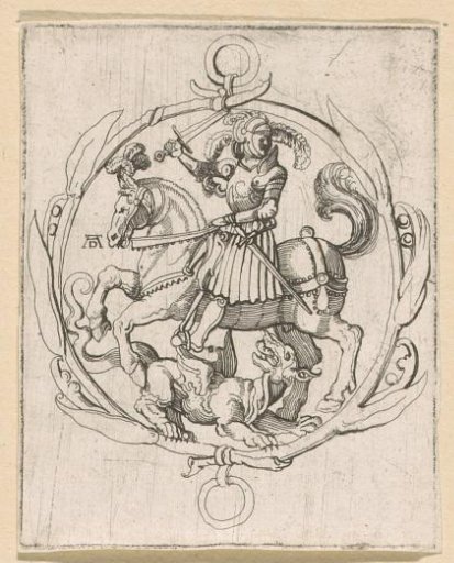 Saint George and the Dragon in a Frame of Plants