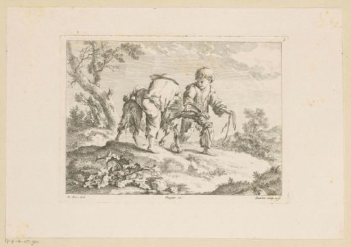 Two Boys Playing with a Goat