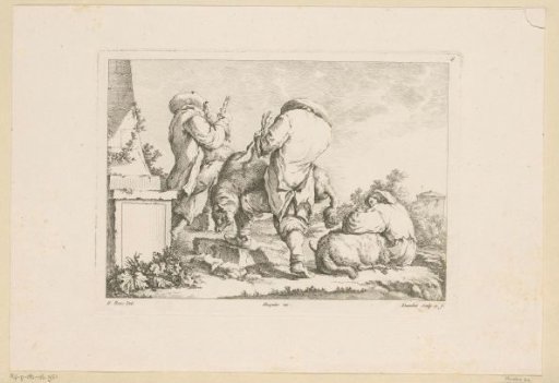 Three Men Catching Three Sheep