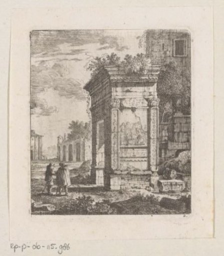 Two men beside the ruin of a gate in Rome