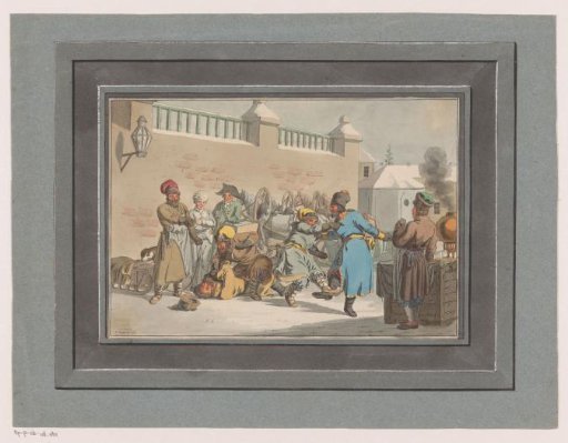 Fighting men and spectators
