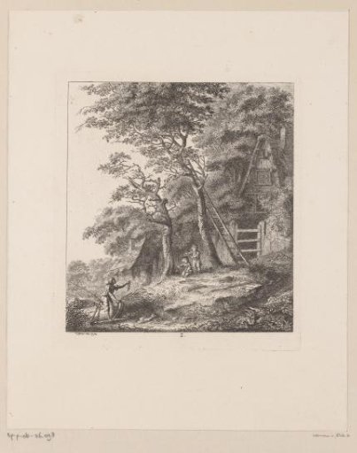 Fisherman and two children in front of their house at the water's edge