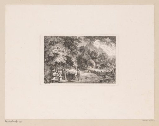 Woman washing at the edge of the woods