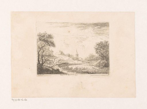 Landscape with a village on the water