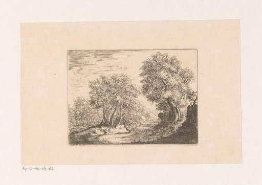 Landscape with cascades among trees