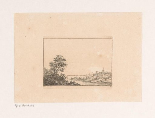 River landscape with a village in the background