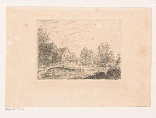 Landscape with farmsteads on the water
