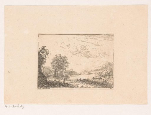 River landscape with a village in the distance