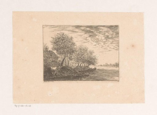 River landscape with a house on the bank