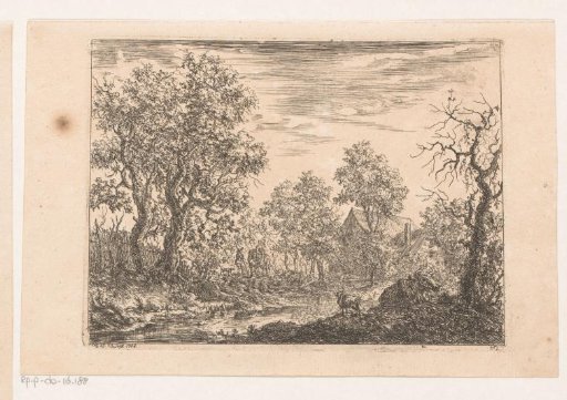 Forest landscape with a farmstead