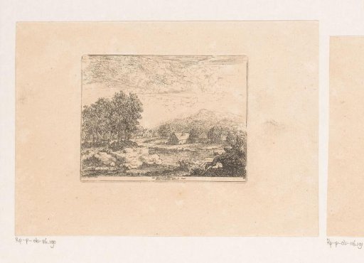 Landscape with houses along a river